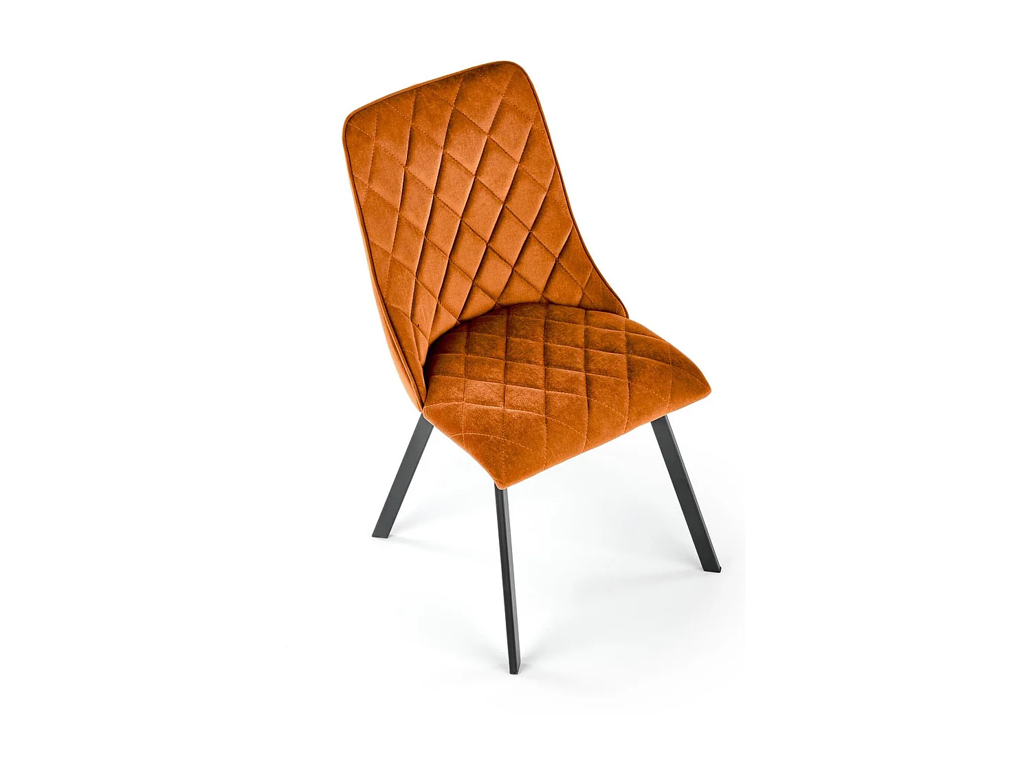 Chaise de salle à manger matelassée en velours couleur cannelle Oduna