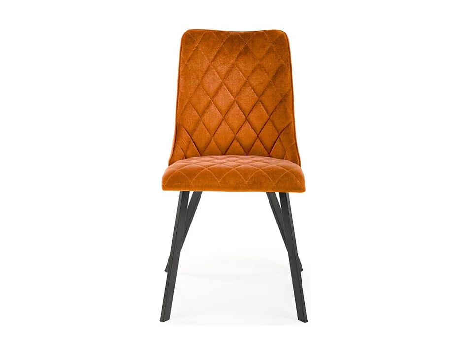 Chaise de salle à manger matelassée en velours couleur cannelle Oduna