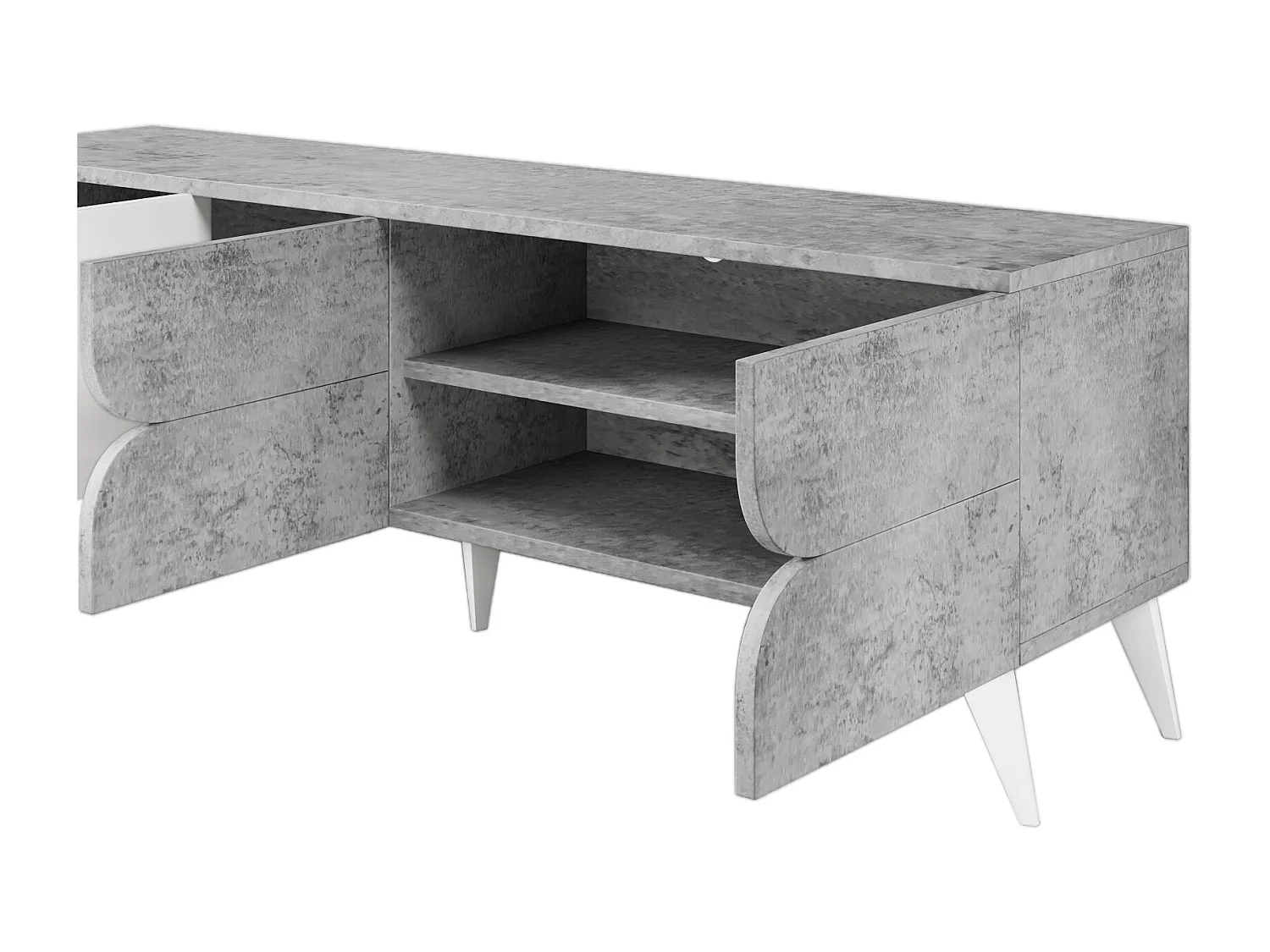TV-Schrank mit 3 Türen und Ablageflächen – Spanplatte – 160 x 40 x 51 cm – Grau