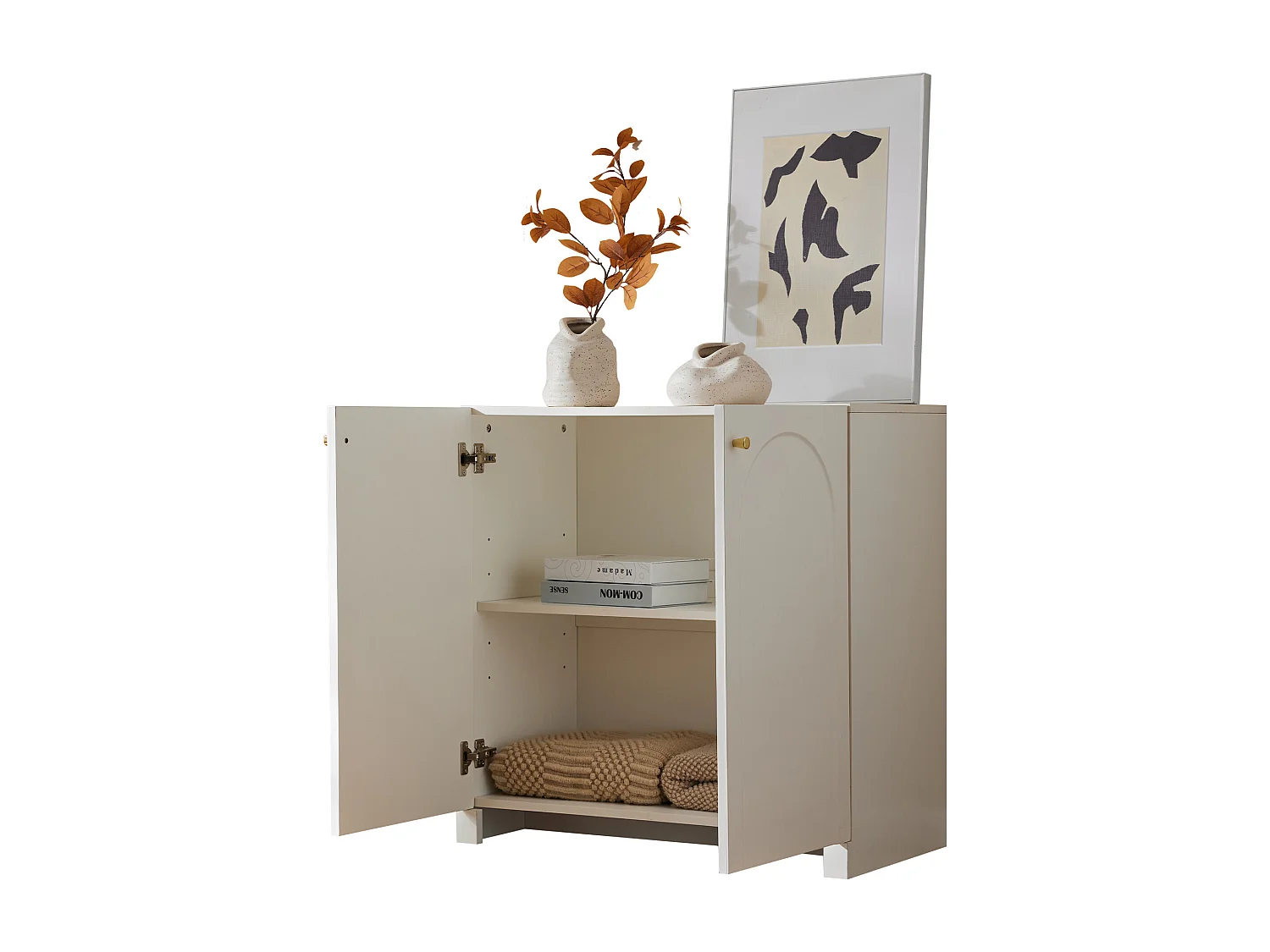 Aparador, cómoda con 2 puertas - 80 x 40 x 80 cm - tableros de partículas - estilo moderno - blanco