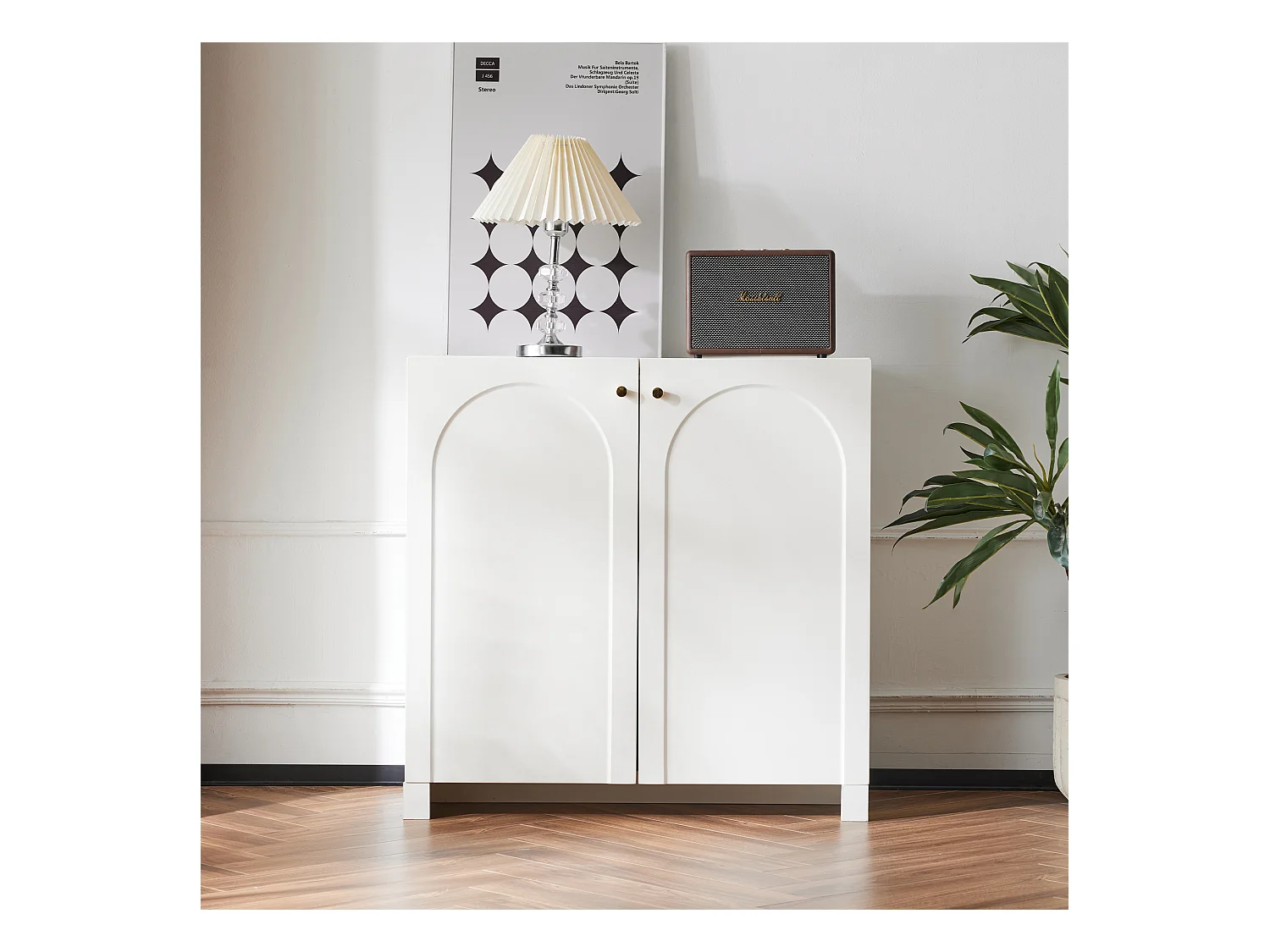 Buffet, commode avec 2 porte - 80 x 40 x 80 cm - panneaux de particules - style moderne - blanc