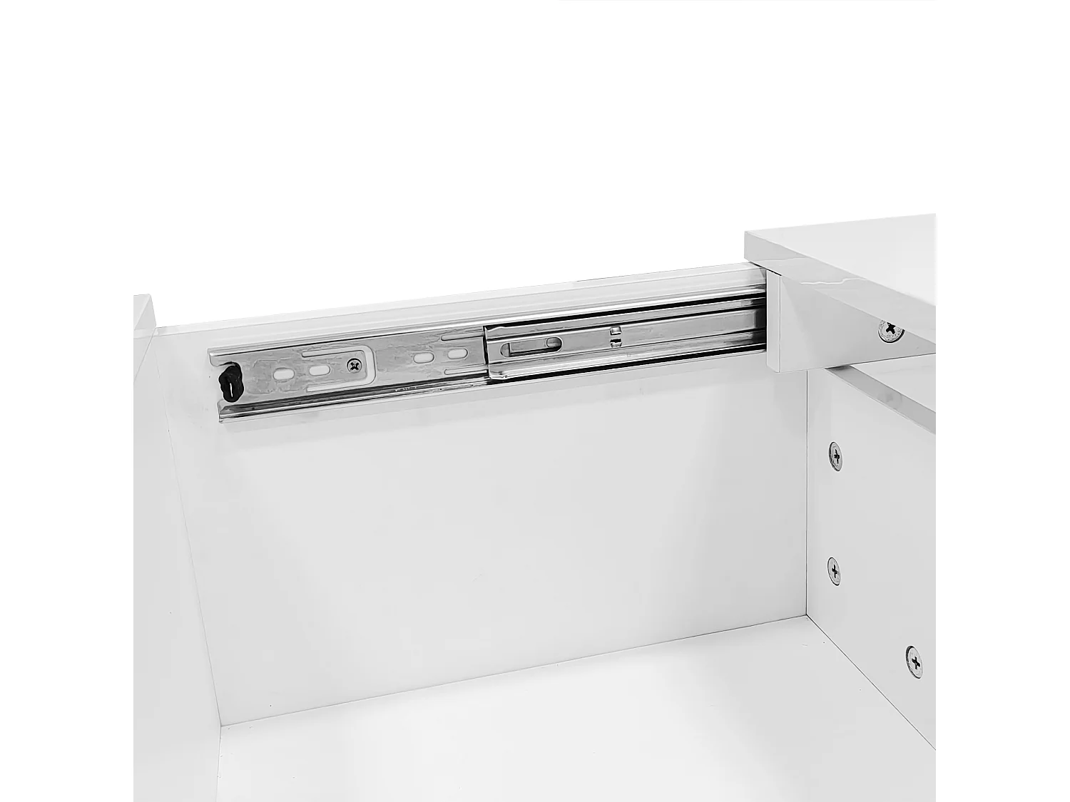 Mesa de centro deslizante com 2 gavetas e 2 compartimentos ocultos - 100 x 55 x 35 cm - aglomerado - branco brilhante