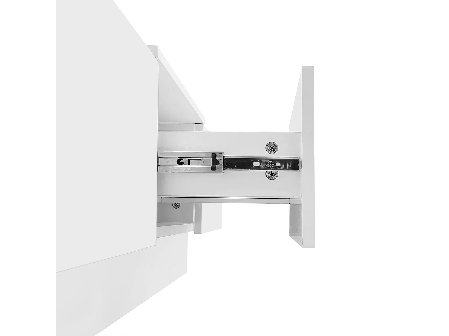 Mesa de centro deslizante com 2 gavetas e 2 compartimentos ocultos - 100 x 55 x 35 cm - aglomerado - branco brilhante