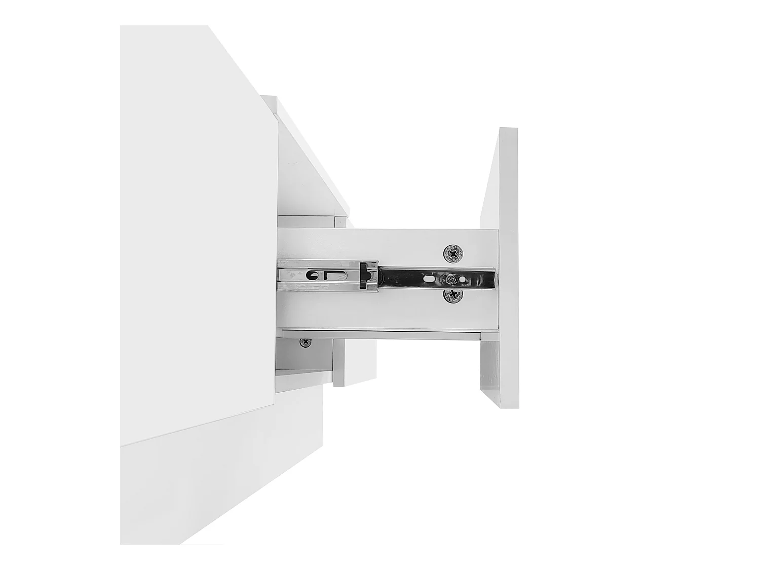 Uitschuifbare salontafel met 2 lades en 2 verborgen vakken - 100 x 55 x 35 cm - spaanplaat - glanzend wit