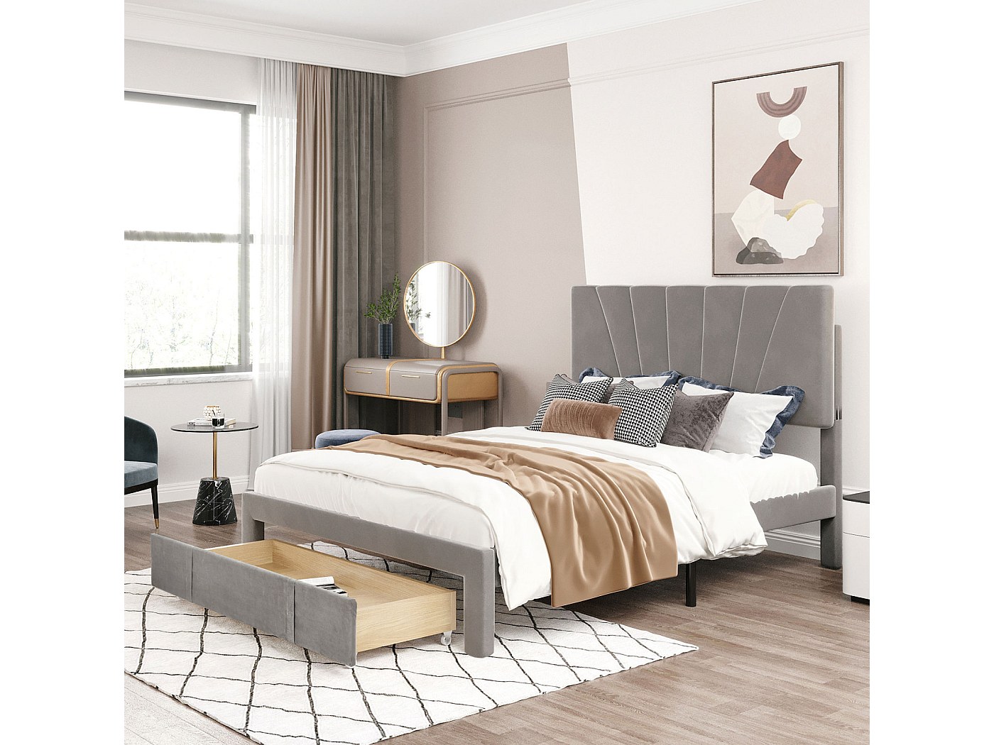 BORPHOM Cama De Metal 120 X 200 Cm Con Somier Y Marco De Madera, Espacio De  Almacenamiento, Cabecero Para Adultos, Niños Y Adolescentes - Marrón, image size:1400x1050