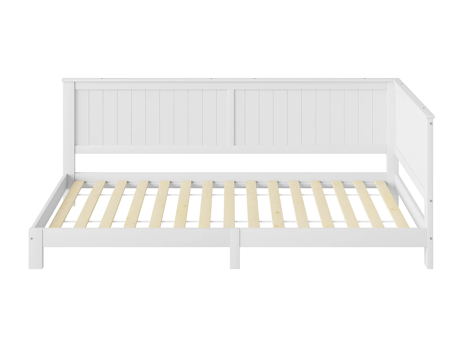 Eenpersoonsbed 90x200cm, houten kinderbedbank, slaapbank met lattenbodem, wit