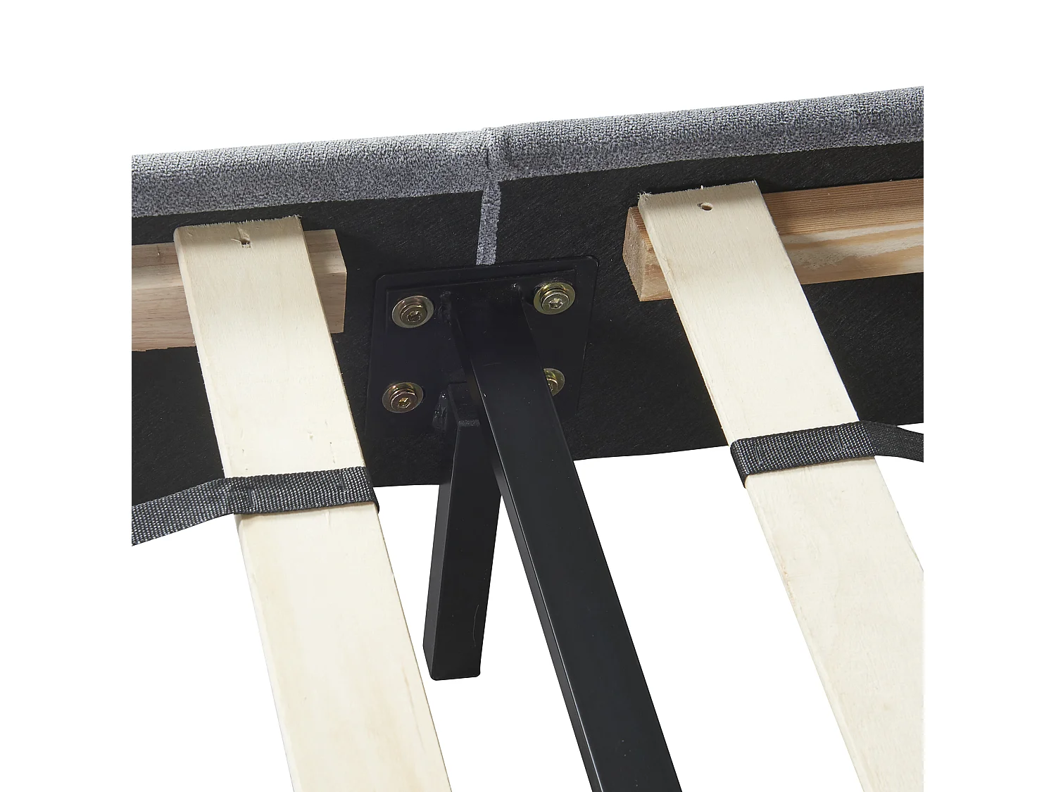 Lit adulte rembourré 160x200cm, lit double plat en velours cardamome, avec tête de lit de rangement et prise USB, sommier à lattes, Gris