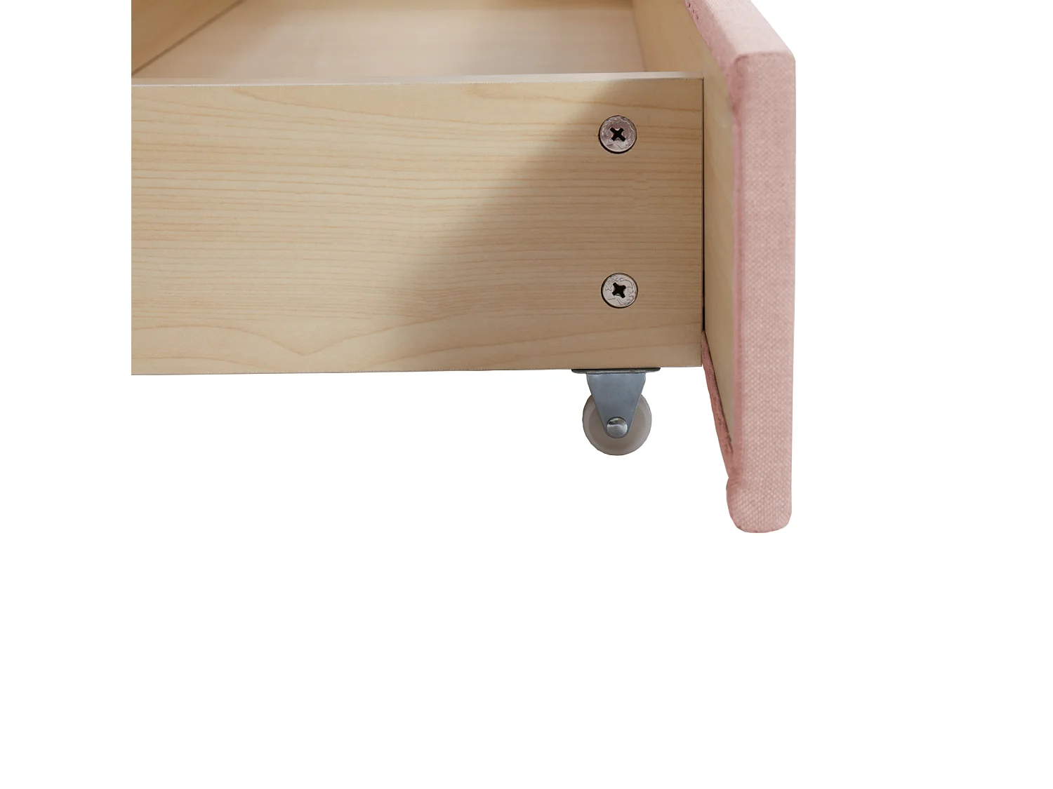 Lit double 140x200 cm avec grands tiroir - lit capitonné avec sommier à lattes et dossier de lit en tissu pro-lin - lit adulte rose