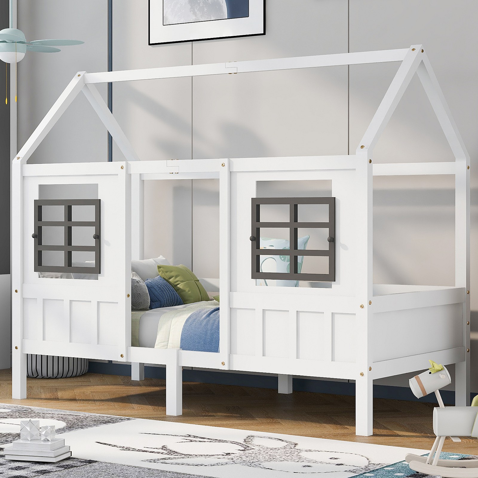 Lit Enfant 90x200 Cm Avec Tête De Lit En Peluche - Design Mignon Et Confortable - Blanc