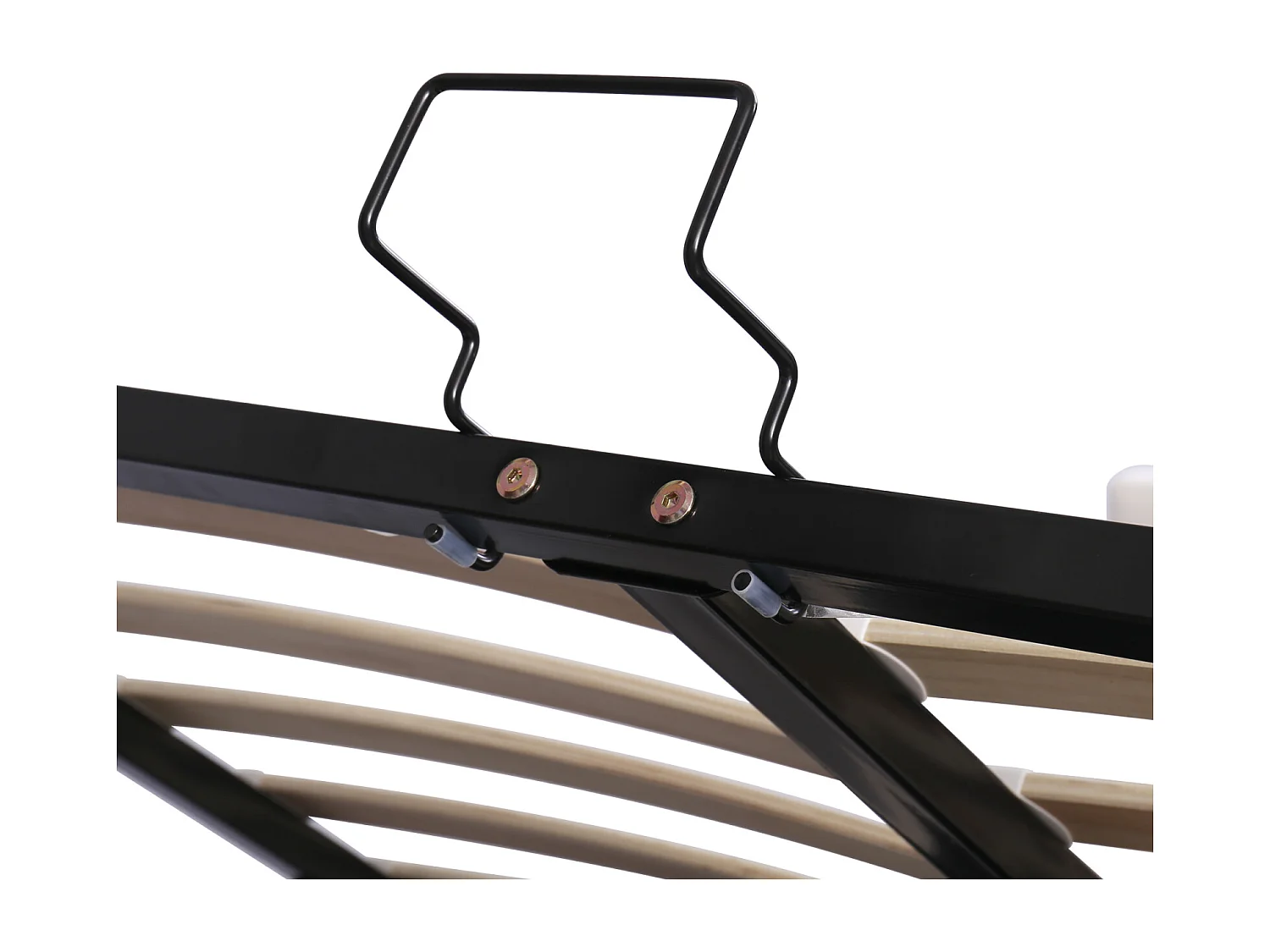 Tweepersoonsbed met opbergruimte 140x200 cm - met kantelbaar hoofdeinde, metalen structuur, lattenbodem, fluwelen gestoffeerd bed - Wit