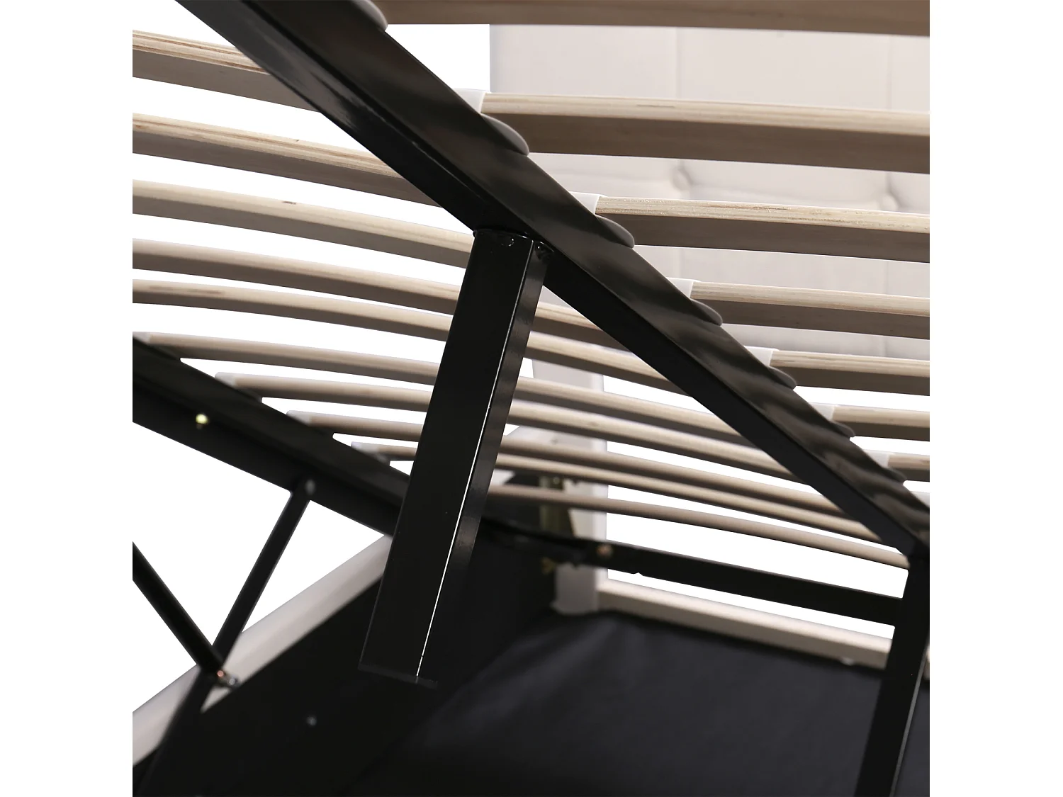 Tweepersoonsbed met opbergruimte 140x200 cm - met kantelbaar hoofdeinde, metalen structuur, lattenbodem, fluwelen gestoffeerd bed - Wit