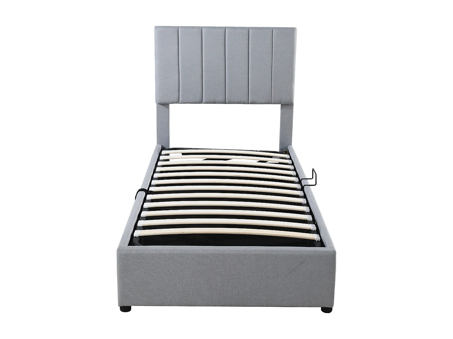 Letto contenitore 90x200cm, letto imbottito per bambini in lino, con rete a doghe e testiera, grigio