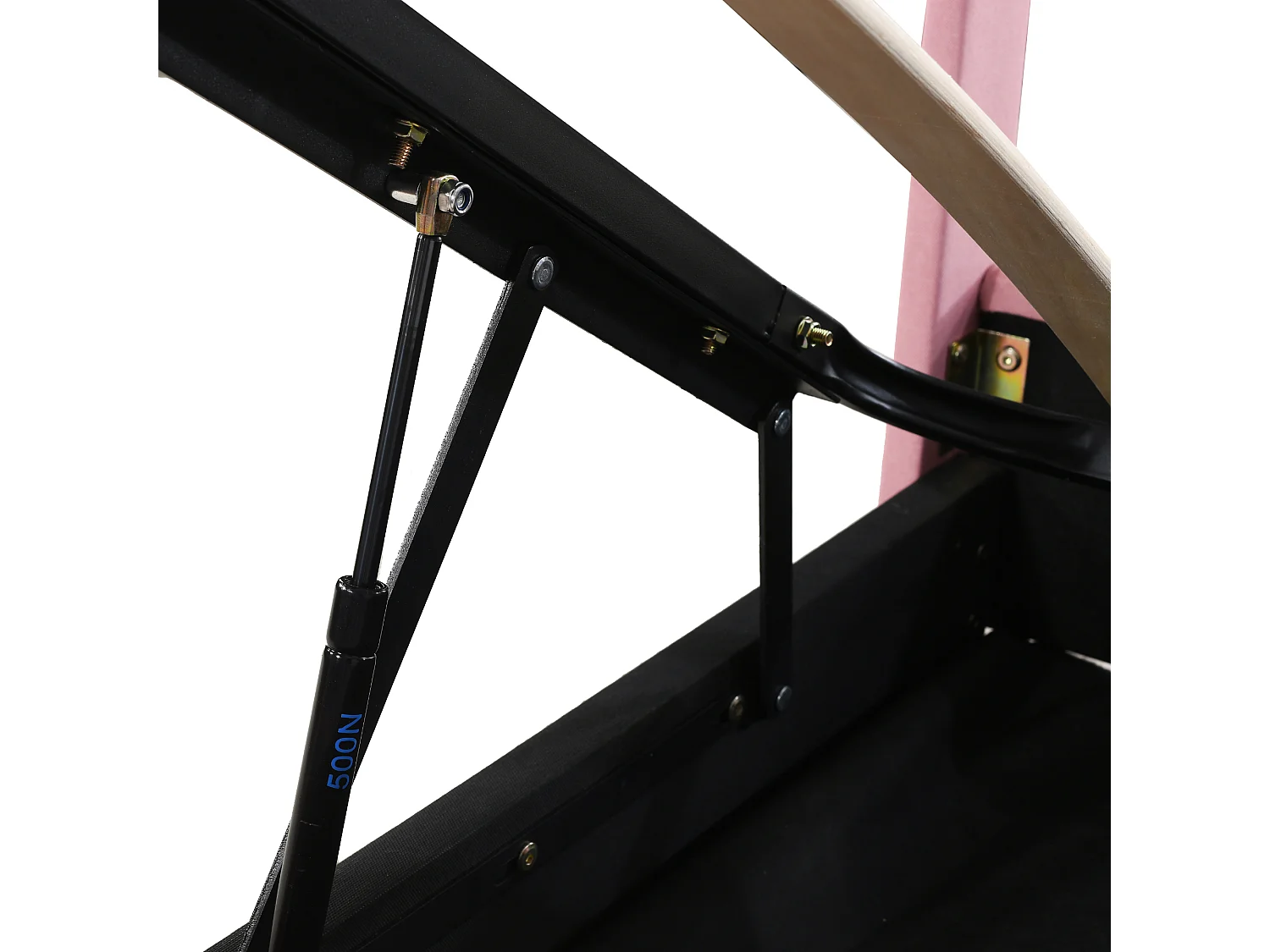 Lit coffre 90x200cm, lit capitonné d'enfant en lin, avec sommier à lattes et tête de lit, rose