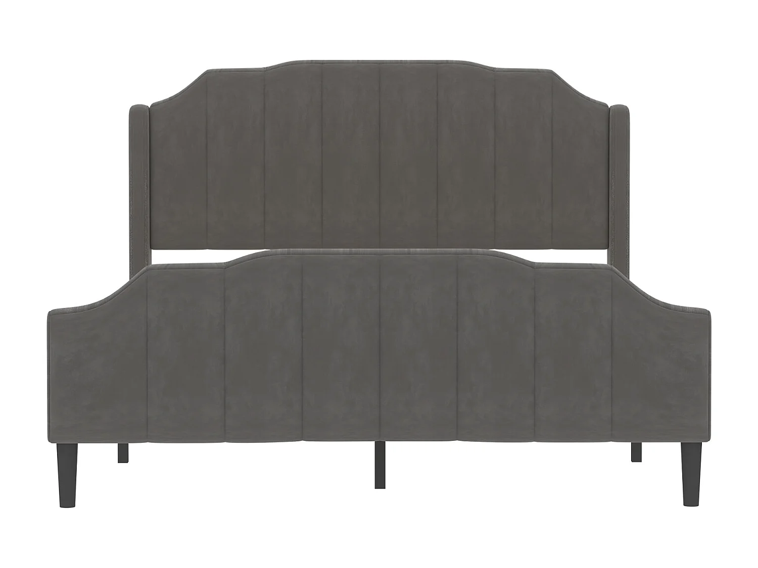 Lit double capitonné 140 x 200 cm - lit velours 2 places, Cadre de lit en bois MDF, Sommier à lattes inclus - Gris