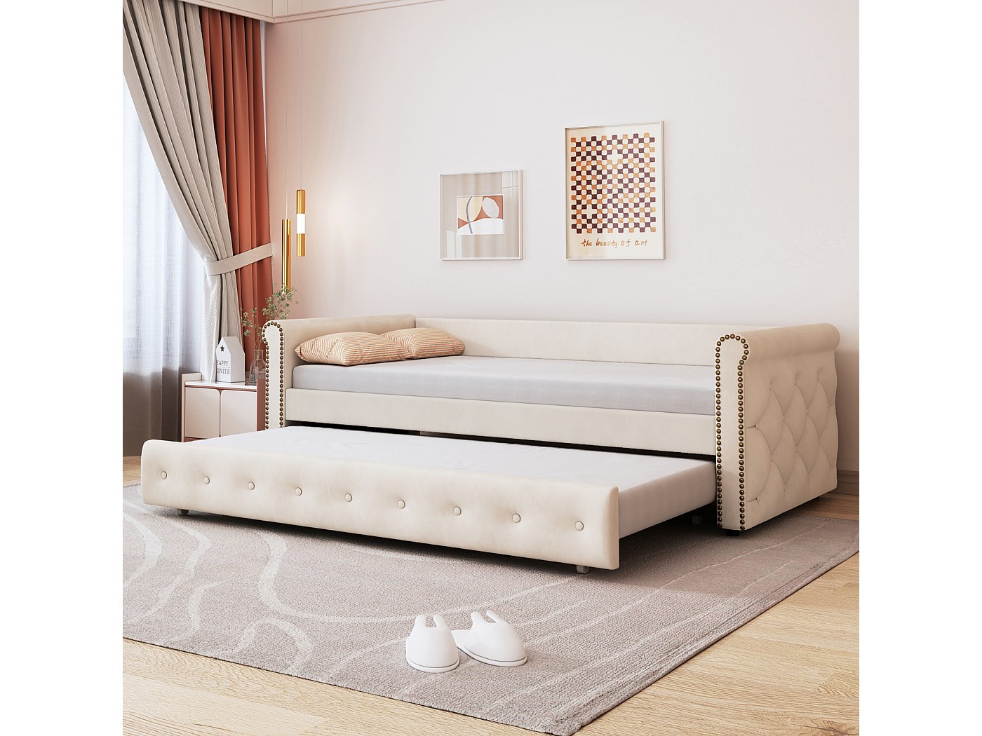 Canapé-lit Extensible 90/180x200 Cm - En Flanelle - Transformable Canapé/lit - Charge Max 370 Kg - Poches Latérales