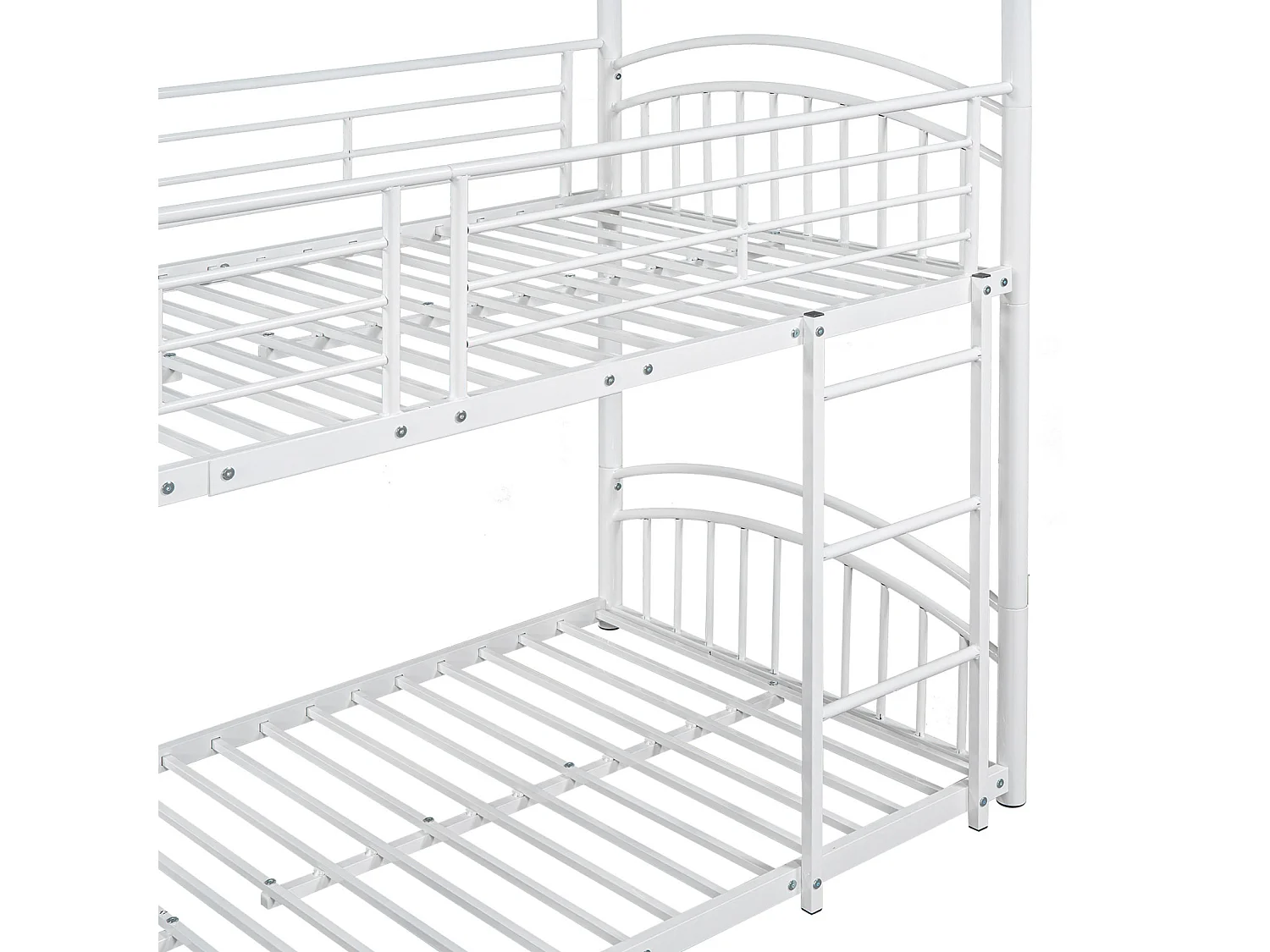 Beliche 90x200cm - cama cabine infantil com escadas e escada em ângulo reto, escorrega - estrutura metálica branca