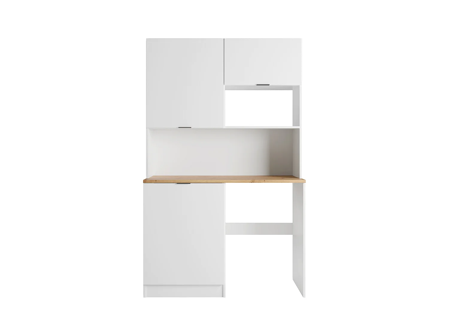 Mueble multifunción para cocina o cuarto de la lavadora - Con encimera de 120 cm - Blanco y natural - CARMEO