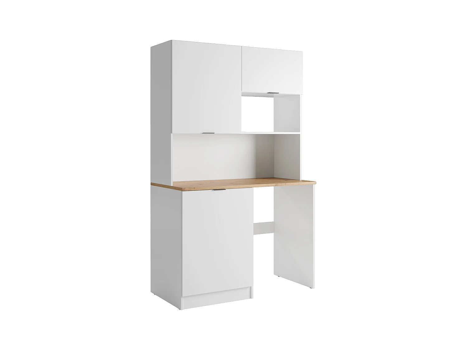 Mueble multifunción para cocina o cuarto de la lavadora - Con encimera de 120 cm - Blanco y natural - CARMEO