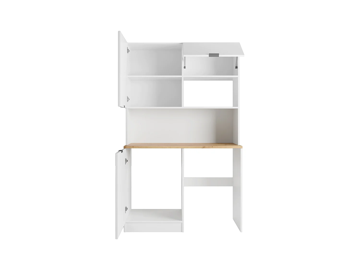 Mueble multifunción para cocina o cuarto de la lavadora - Con encimera de 120 cm - Blanco y natural - CARMEO