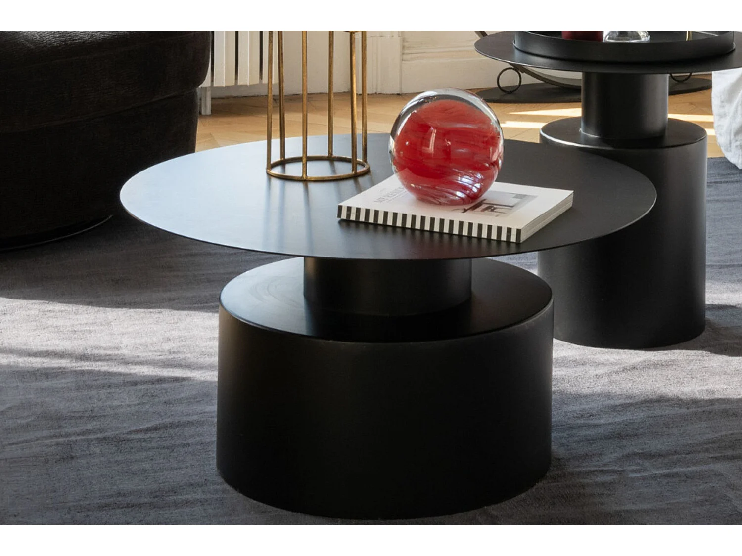 Table Basse en Métal "Gregorio" 80cm Noir