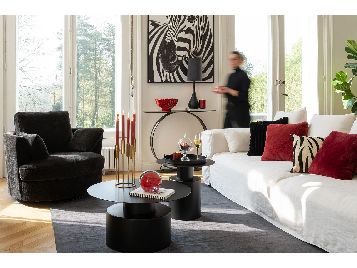 Table Basse en Métal "Gregorio" 80cm Noir