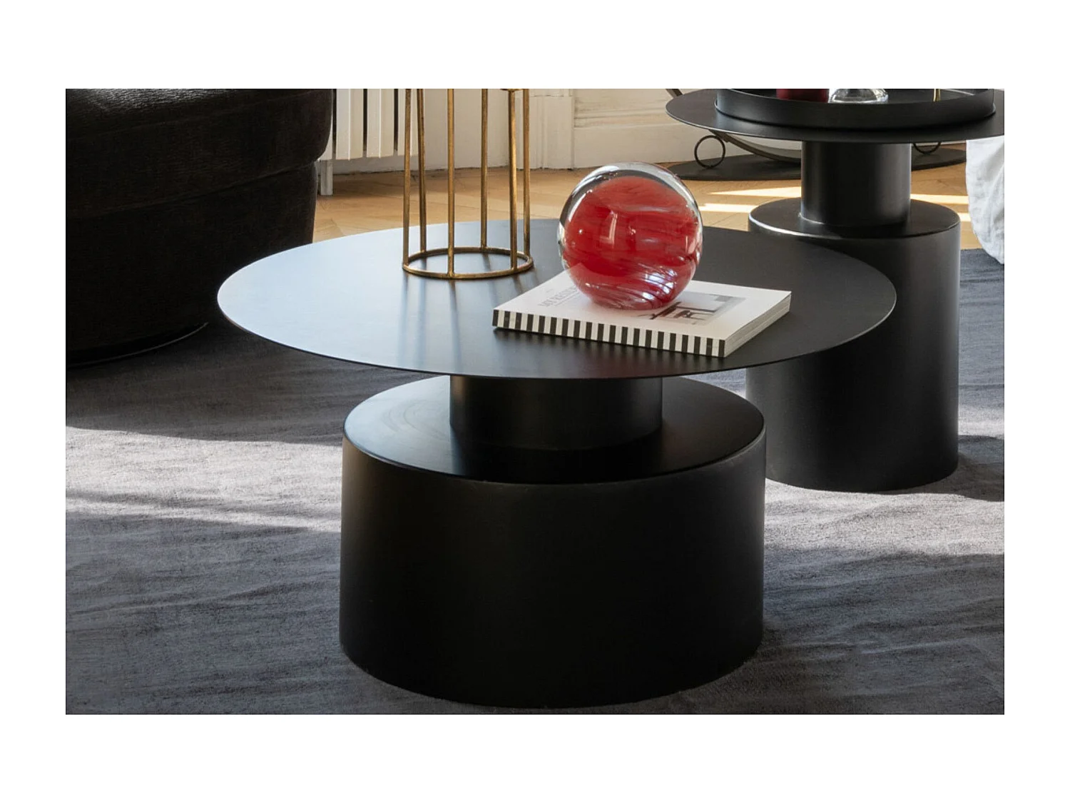Table Basse en Métal "Gregorio" 80cm Noir