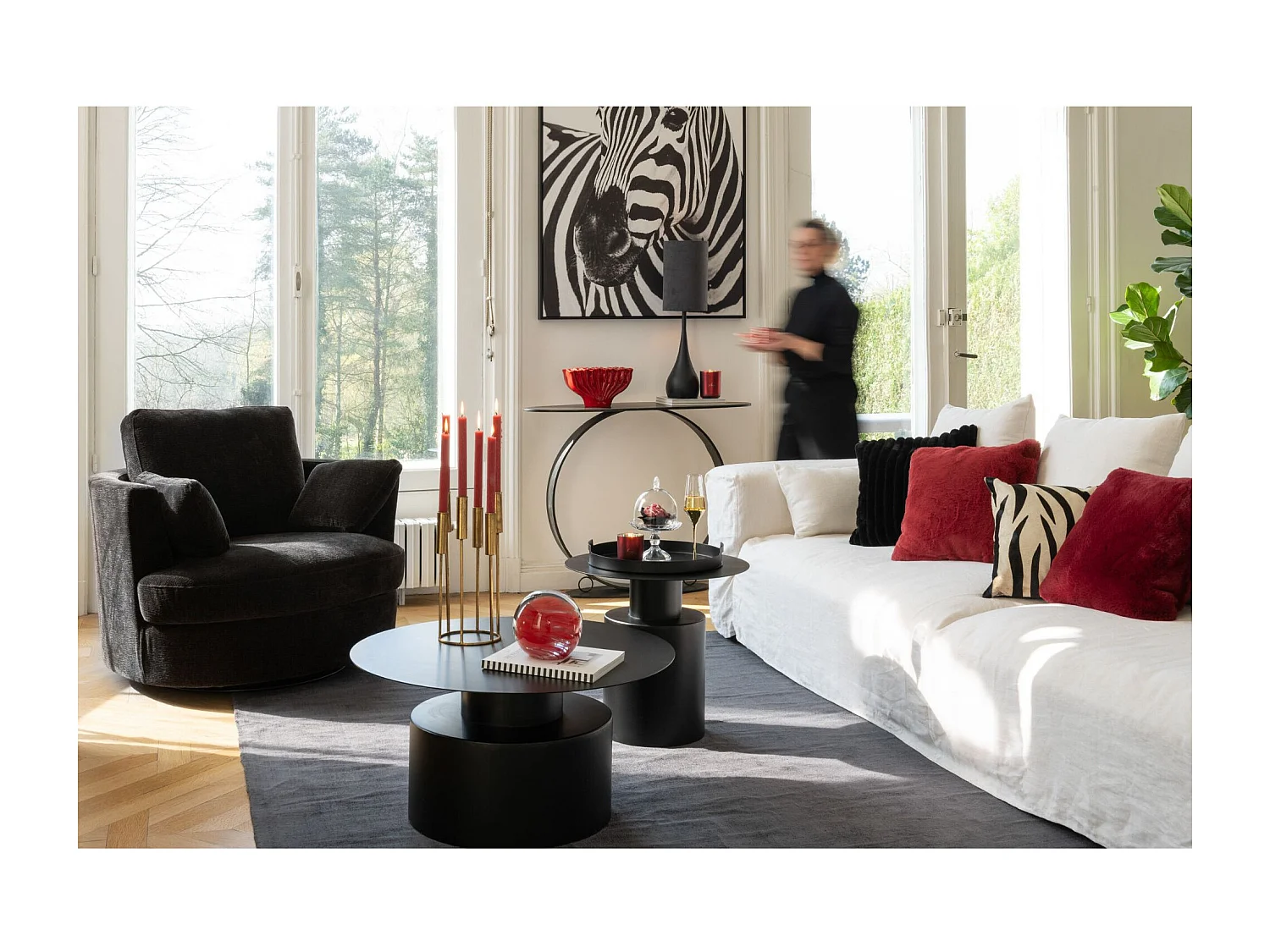 Table Basse en Métal "Gregorio" 80cm Noir