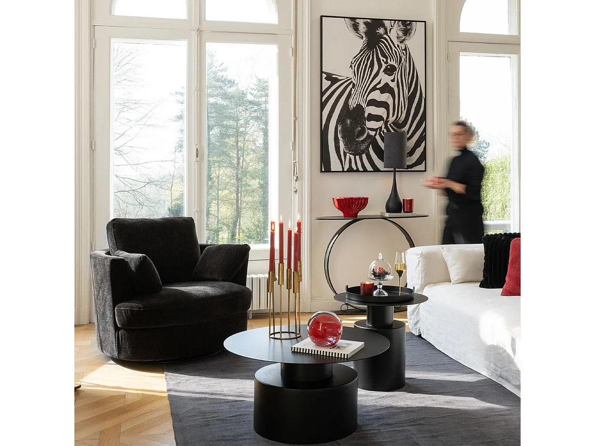 Table Basse en Métal "Gregorio" 80cm Noir