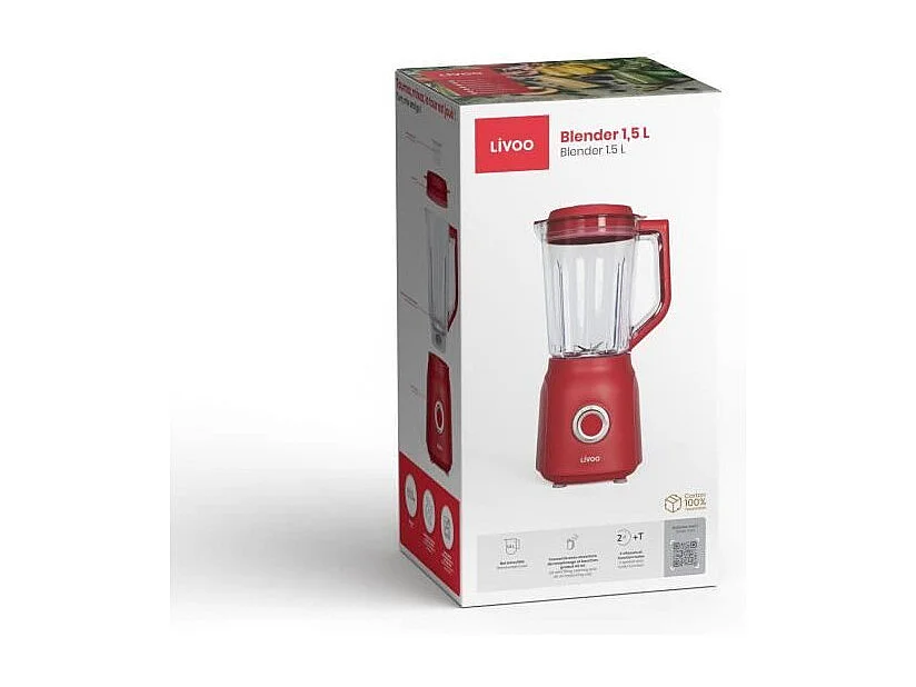 Livoo Blender 1.5l 600w inox rouge - DOP242R