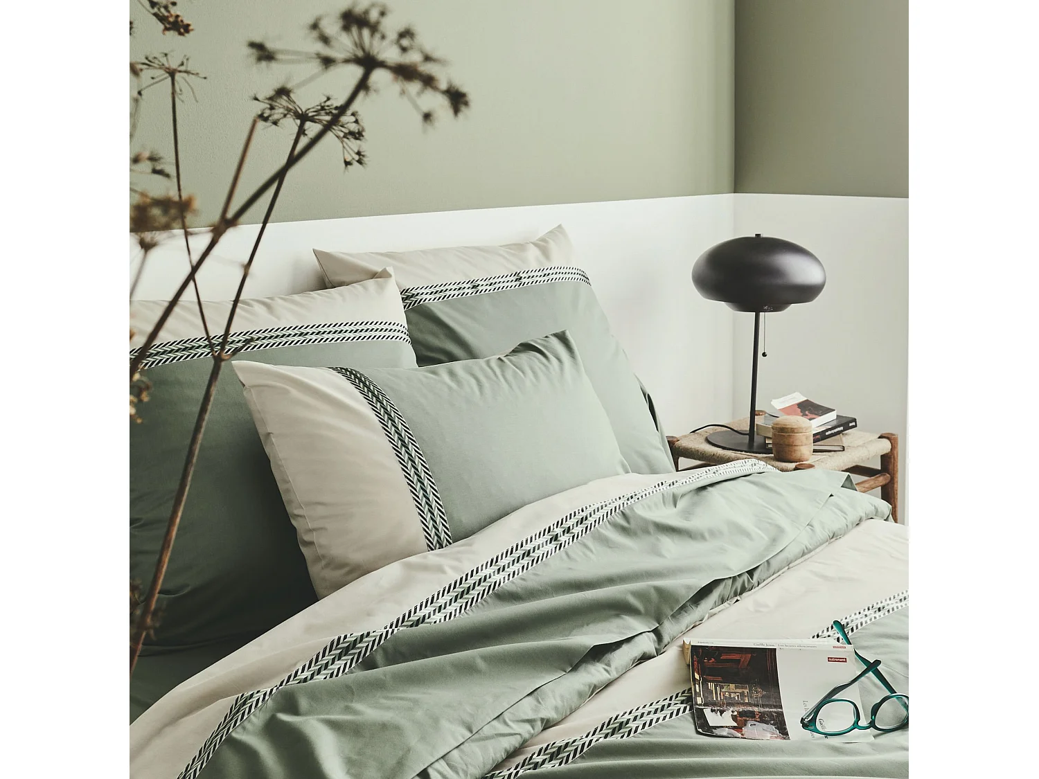 Parure de lit Noa Kaki - Tradilinge 200x200