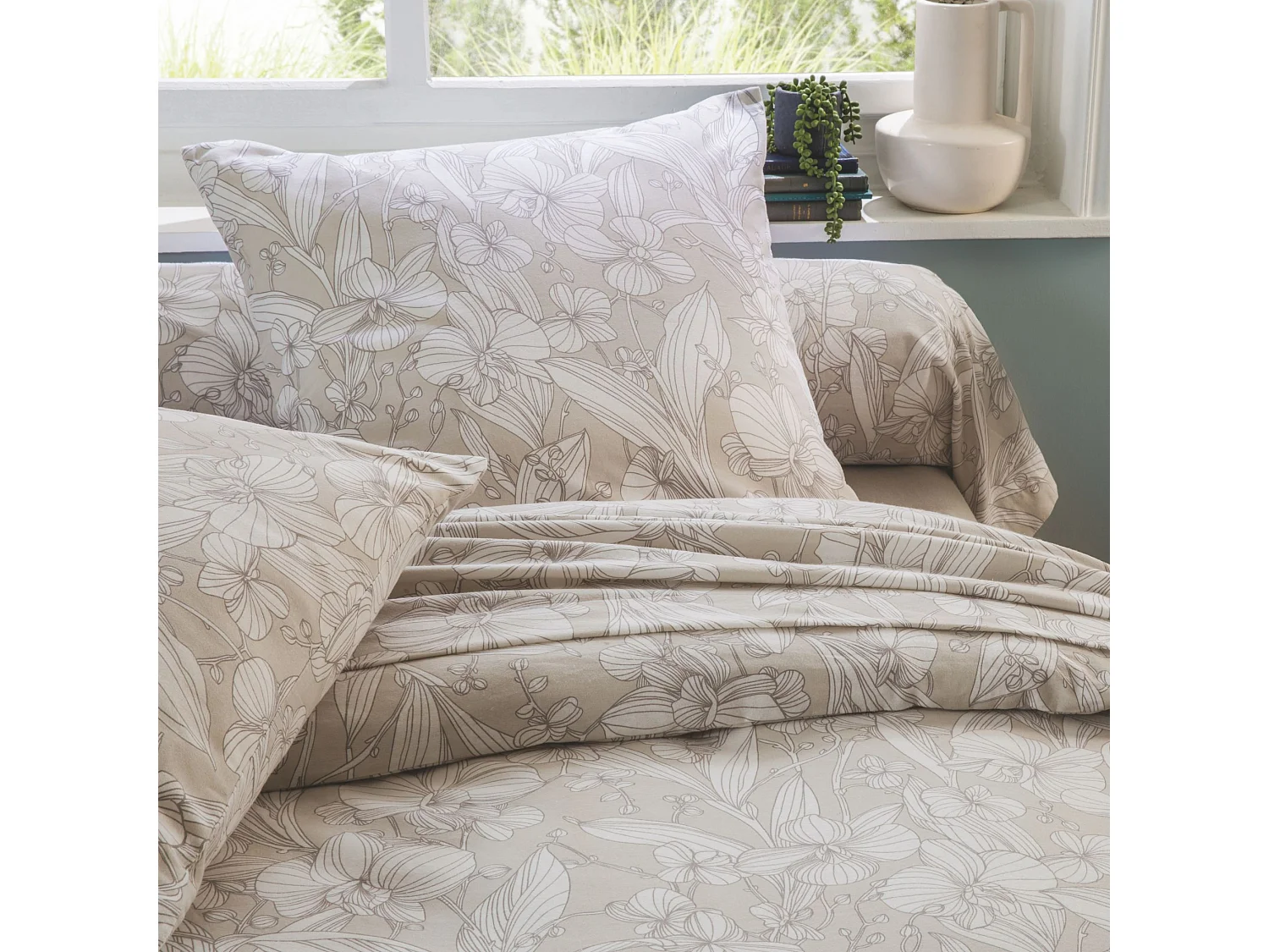 Juego de cama de franela con estampado floral 260 x 240 cm