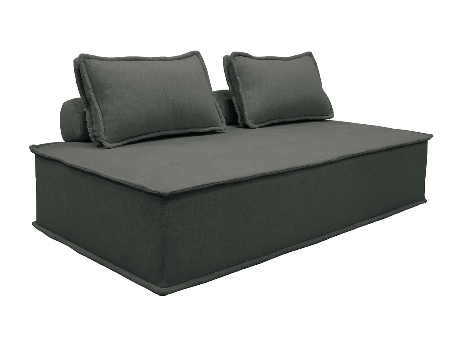 Sofá modular en tela lisa, 2 plazas gris oscuro