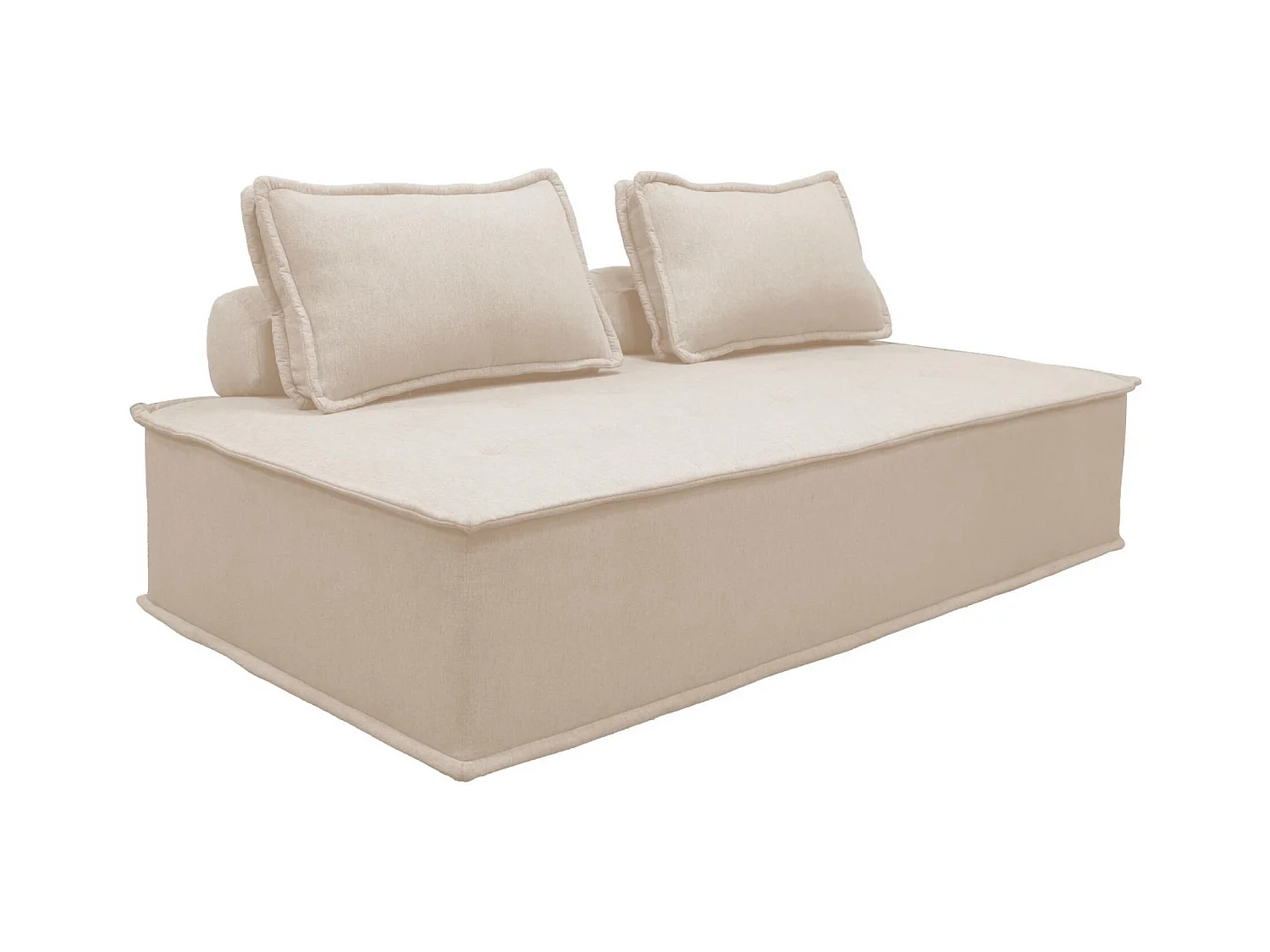 Chauffeuse 2 places pour canapé modulable tissu capitonné crème
