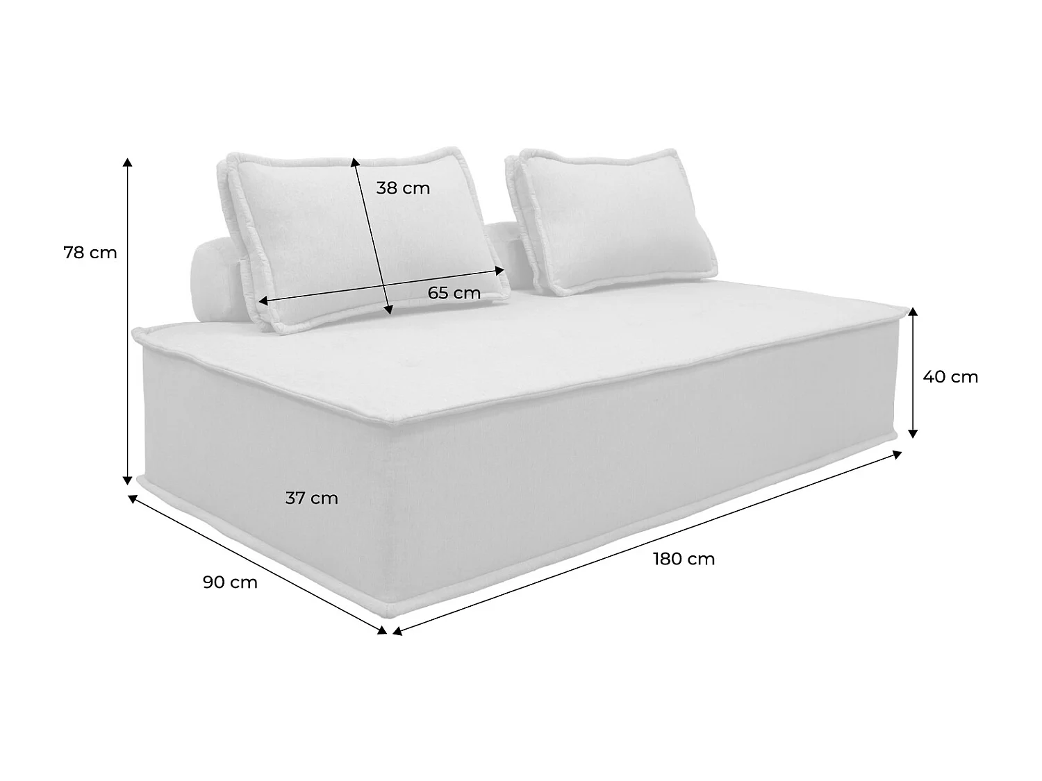 Divano modulare, 2 posti, beige