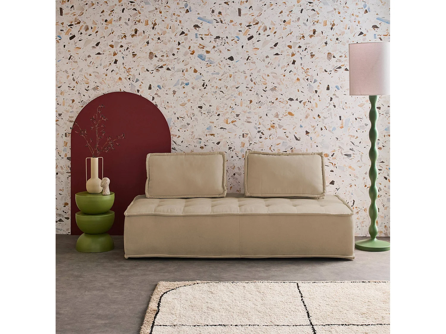 Divano modulare, 2 posti, beige