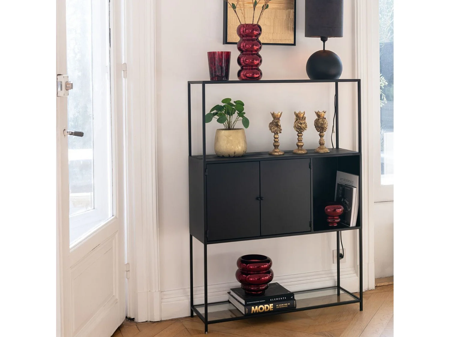 Étagère 2 Portes en Métal "Maryanne" 126cm Noir