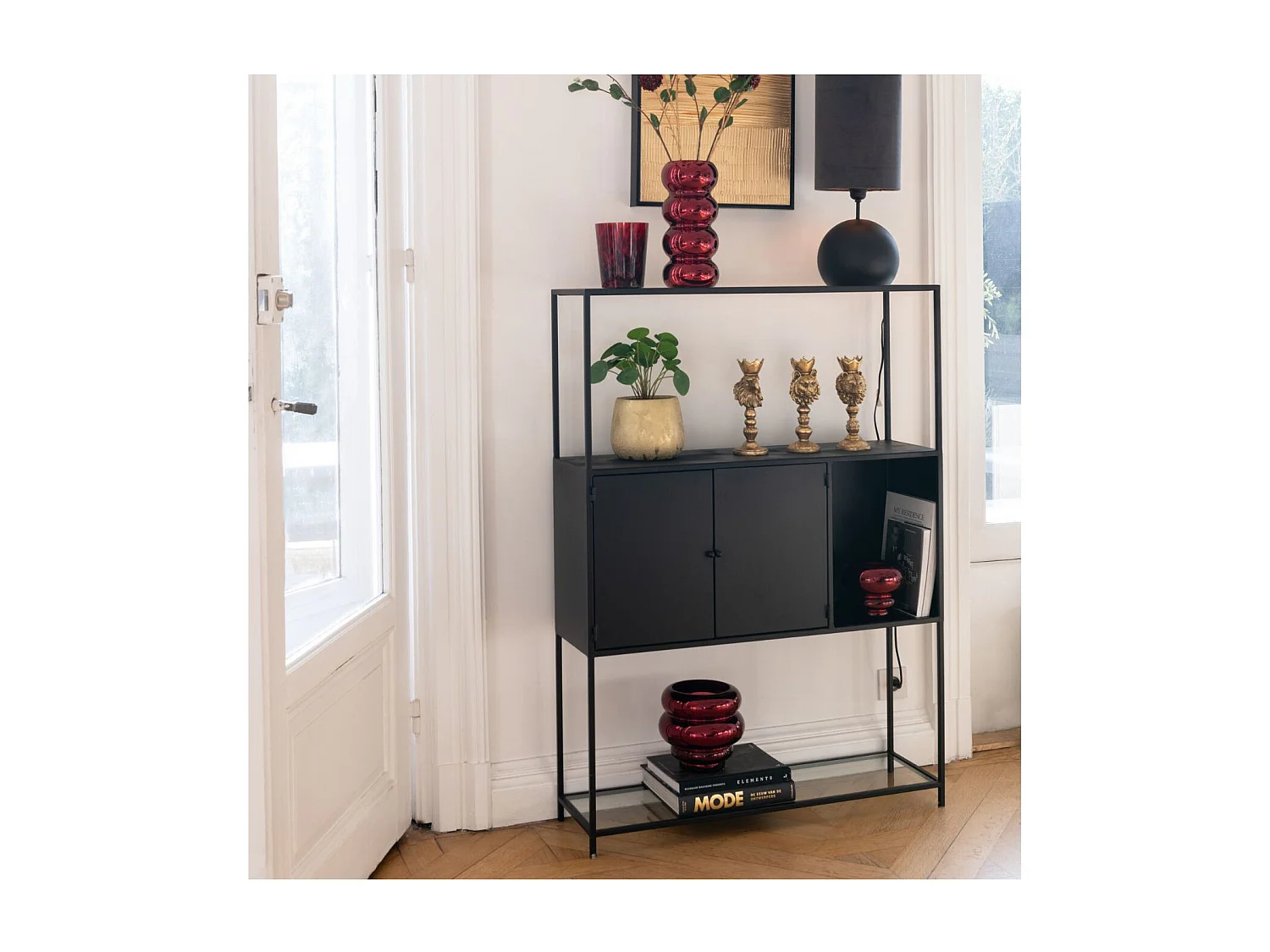 Étagère 2 Portes en Métal "Maryanne" 126cm Noir