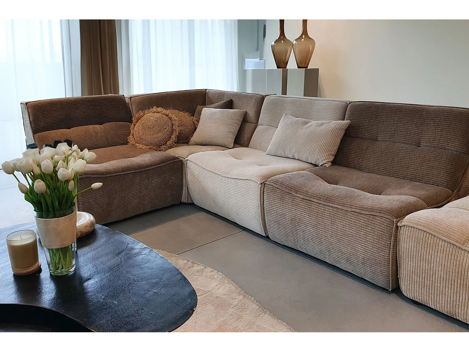 Module Canapé Matelassé "Grid" 97cm Beige