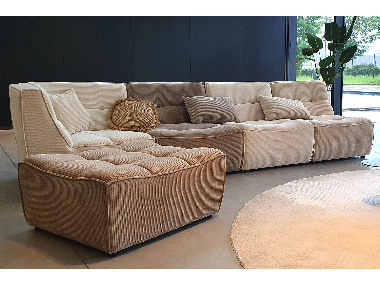 Module Canapé d'Angle Matelassé "Grid" 98cm Beige