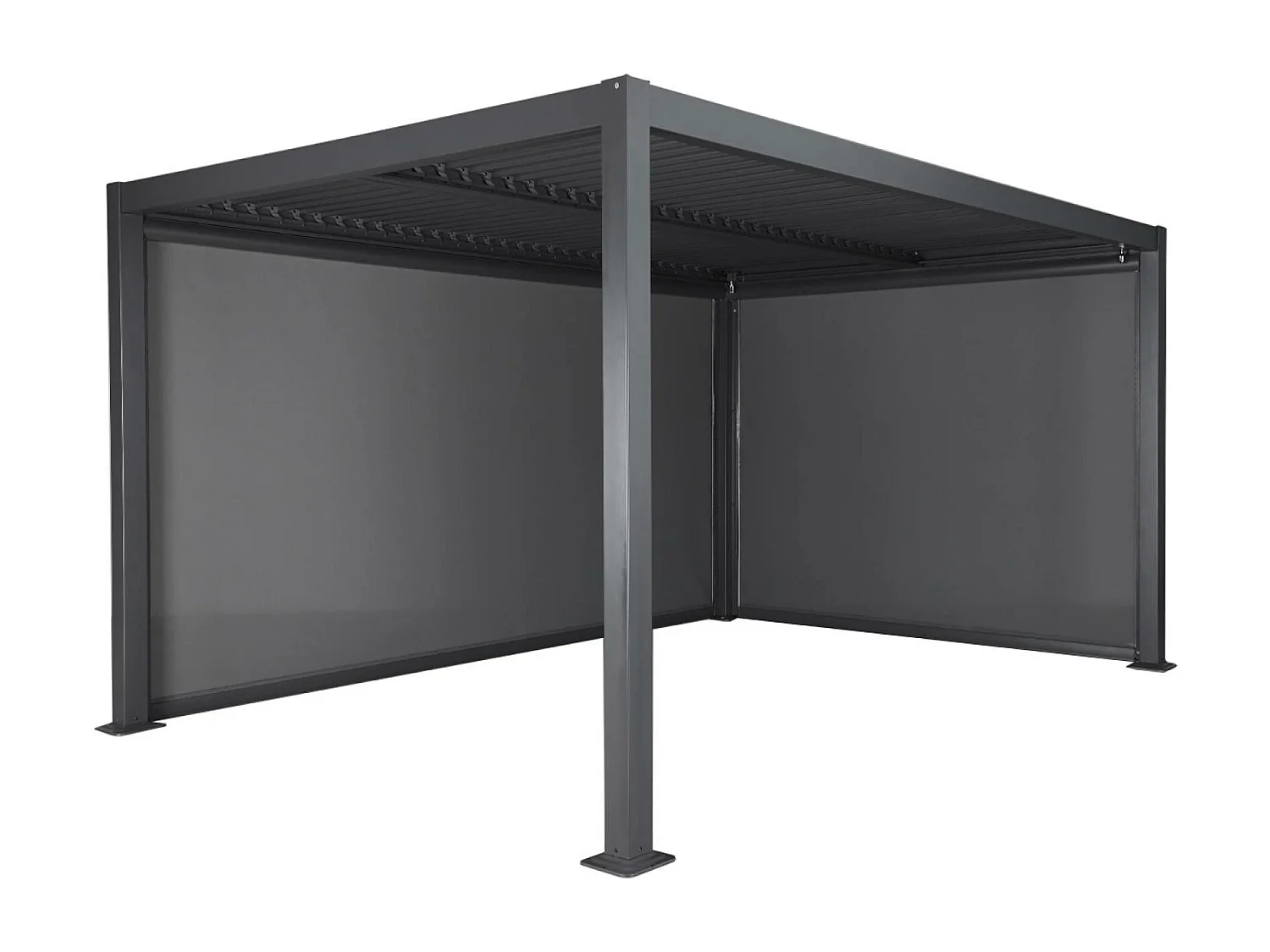 Pérgola bioclimática 3x4m aluminio y acero con toldo de 3m + toldo de