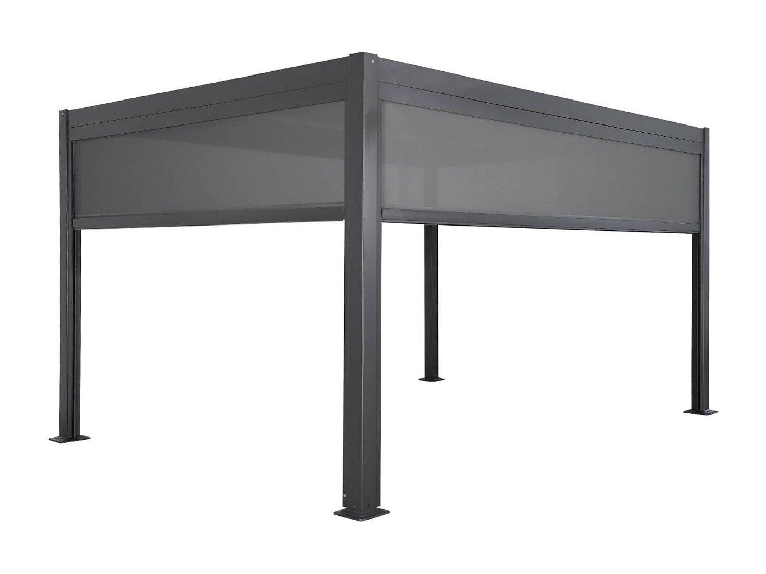 Pérgola bioclimática aluminio y acero 3x4m con toldo de 3m + toldo de