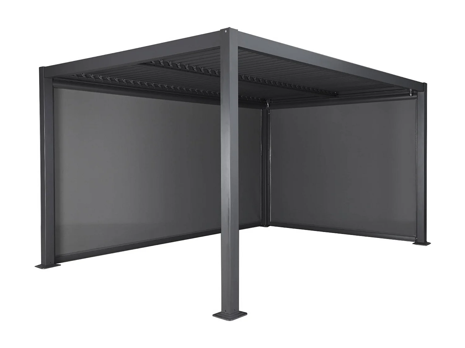 Pérgola bioclimática  aluminio y acero 3x4m con toldo de 3m + toldo de