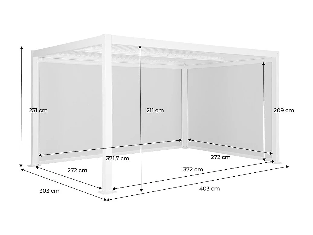 Pergola bioclimatica 3x4m con tenda da 3m + tenda da 4m i sweeek