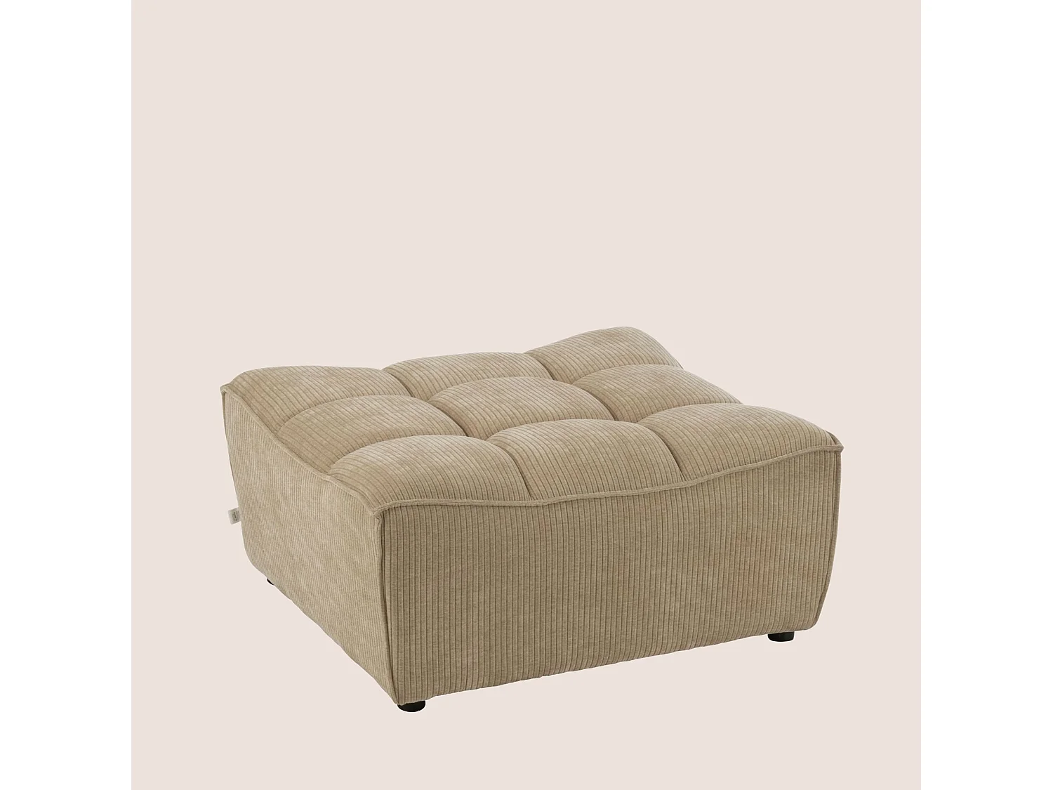 Pouf Matelassé "Grid" 92cm Beige Foncé