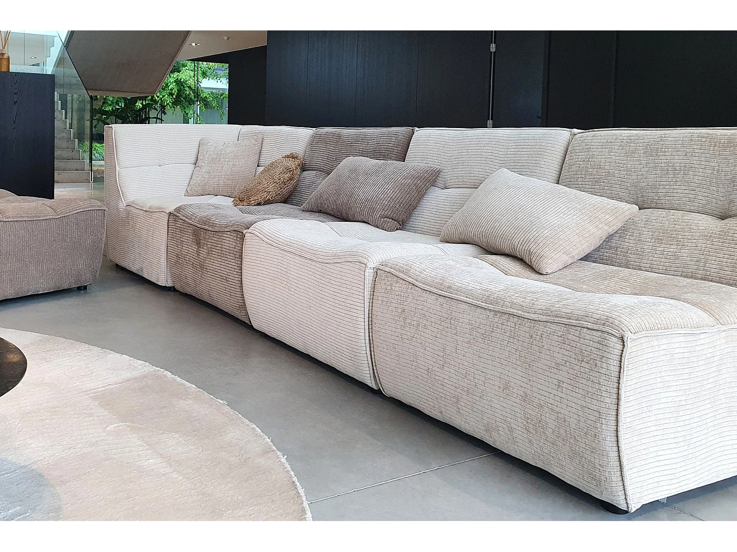 Pouf Matelassé "Grid" 92cm Beige