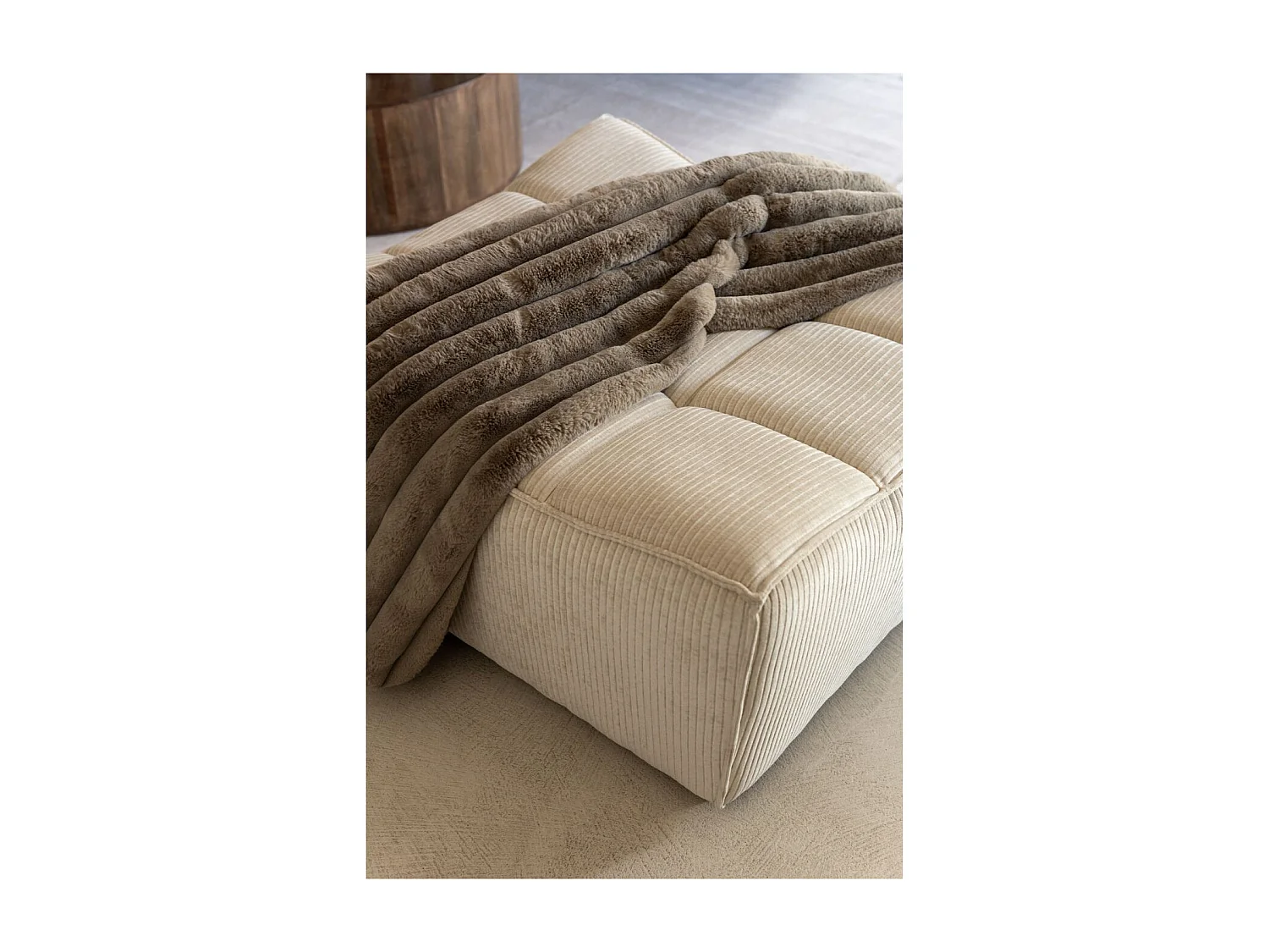 Pouf Matelassé "Grid" 92cm Beige