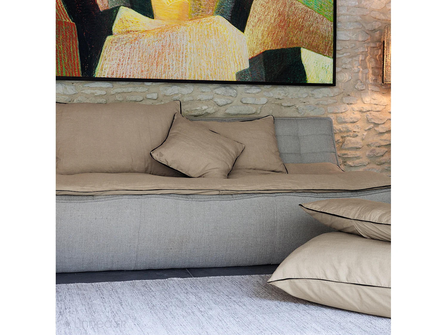 Housse de coussin PRELUDE 30x50 cm lin et coton lavé beige Chanvre