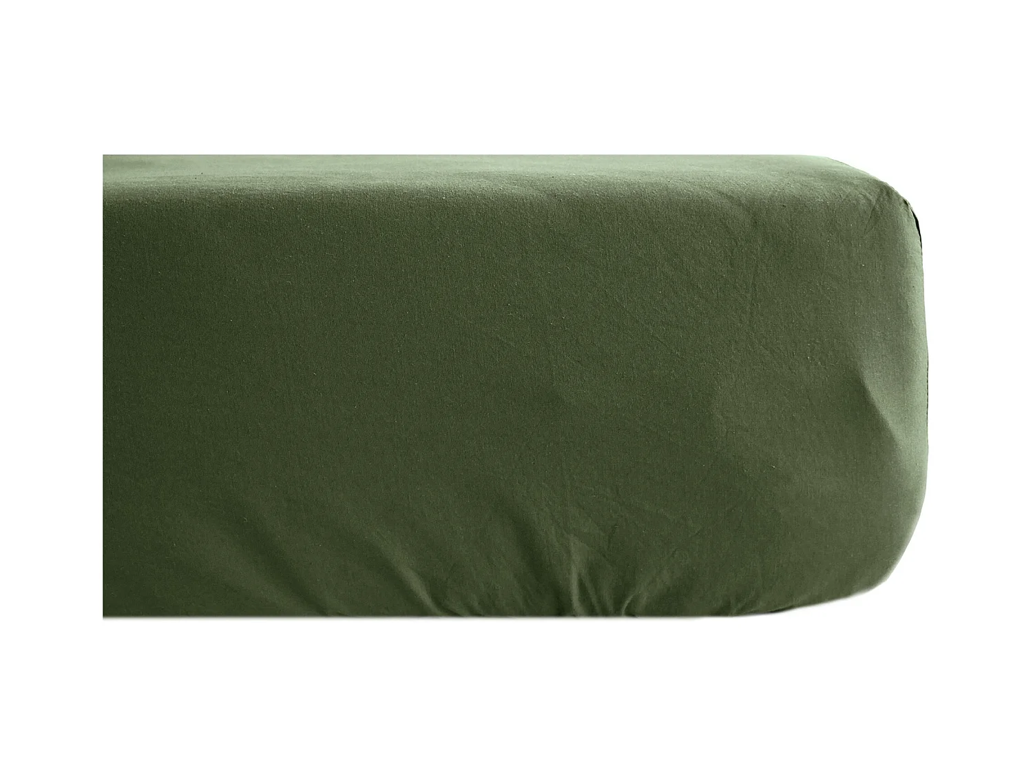 Drap housse uni 160x200 cm percale MANOIR vert Mousse bonnet 35