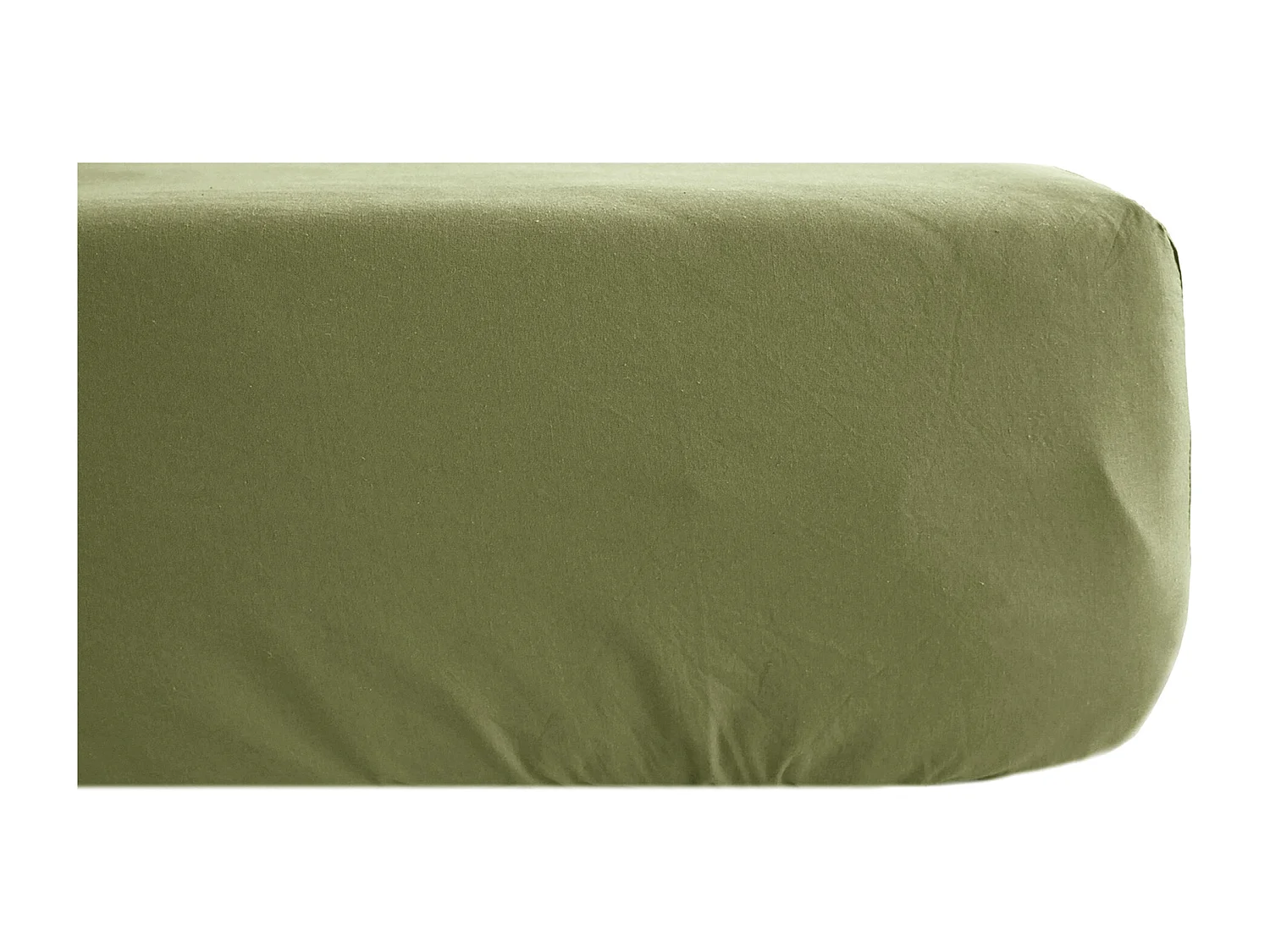 Drap housse uni 160x200 cm bonnet 35 cm percale de coton MANOIR vert Mousse