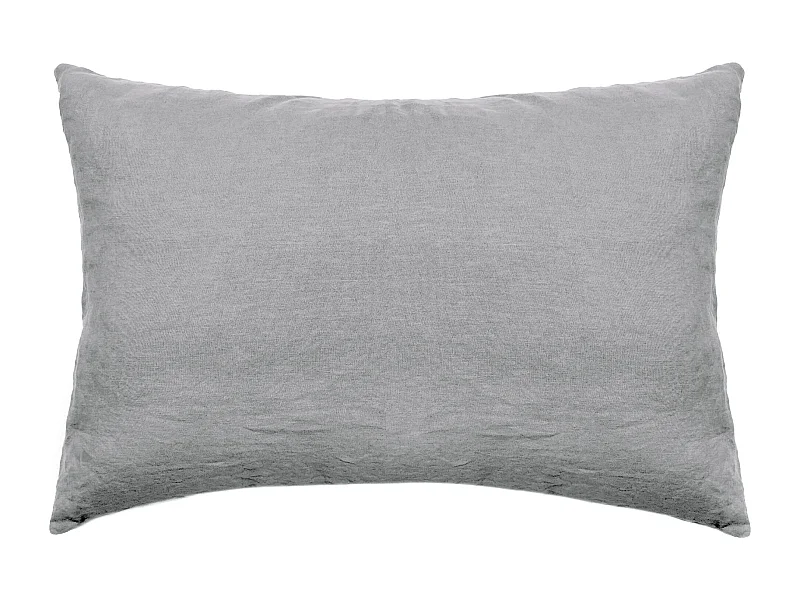 Taie d'oreiller 50x70 cm pur coton lavé PALACE gris acier